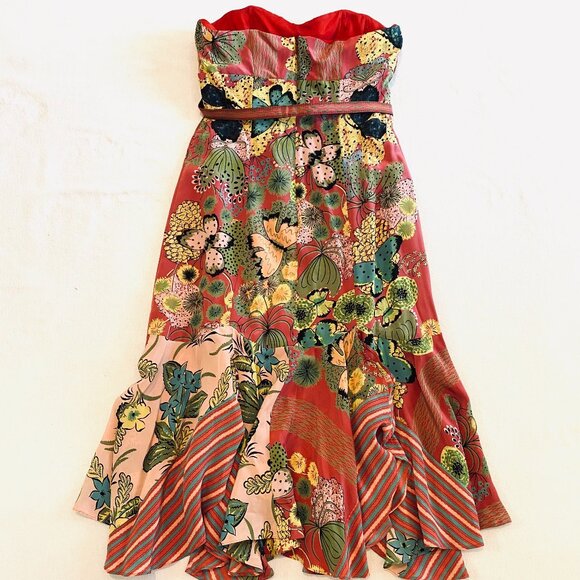 Nanette Lepore dress Women's 6 pink silk strapless fairycore boho floral - Picture 4 of 13